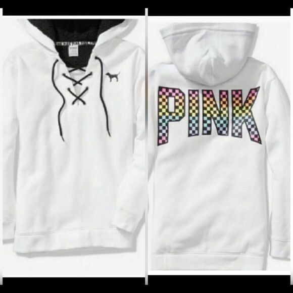 PINK Victoria's Secret Tops - VS PINK RARE CHECKERED HOODIE XS
